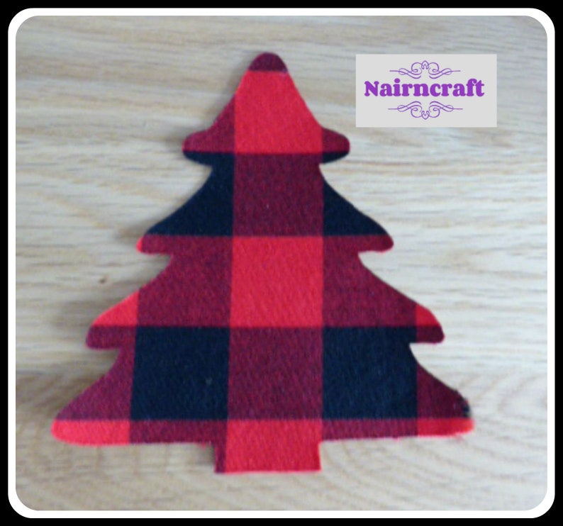 Buffalo Plaid Fir Tree Applique Patch in Red Lumberjack Flannel Cotton Flannel Fabric. Cut Out Iron On or Sew On Embellishment Decoration image 5