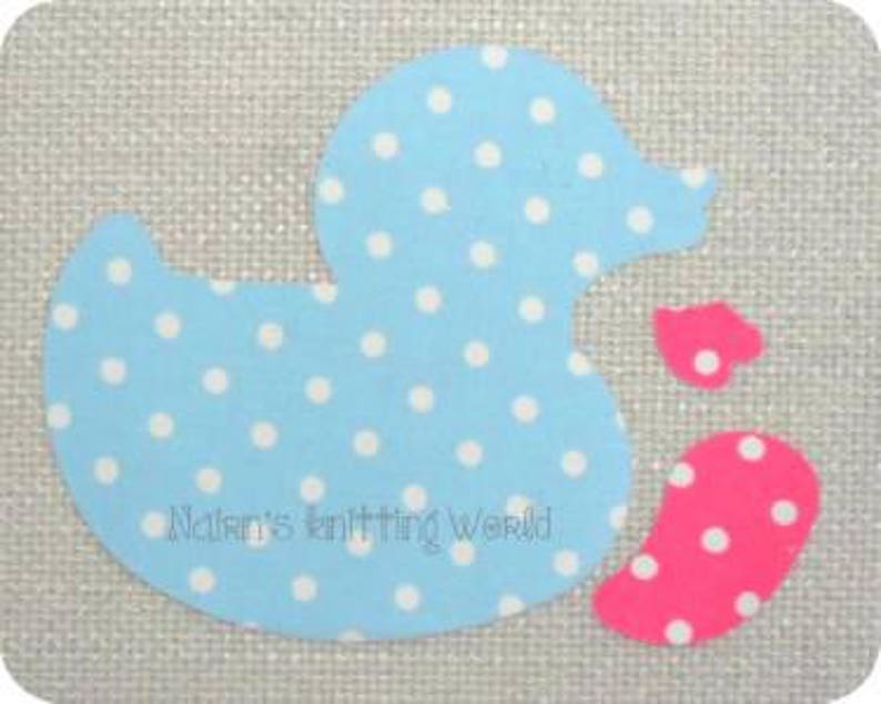 Duck Applique Patch in Blue & White Spotted Cotton Fabric. Cut Out Iron