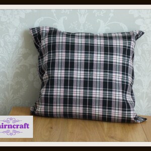 Tartan Pillow Farmhouse Pillow Cover in Black and Pink Tartan Plaid use as Cabin Decor image 3