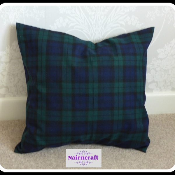 Tartan Pillow Farmhouse Pillow Cover in Black Watch Tartan Plaid use as Christmas Decor