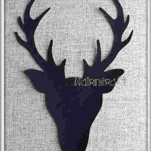 Black Wool Stag Head Applique Patch – Ready Cut Iron On Sew On Motif