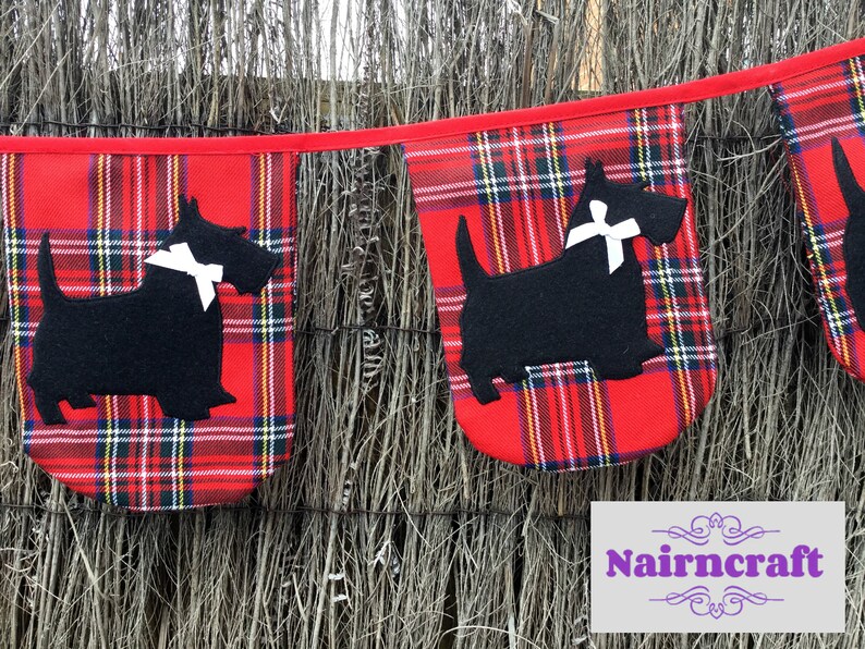 Tartan Bunting Scottie Bunting Wedding Bunting Royal Stewart Tartan uses Mantle Banner Photo Prop Party Bunting or Bedroom Decoration