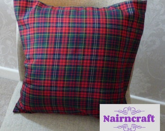 Red Green Tartan Plaid Pillow Cover: Farmhouse Christmas Decor