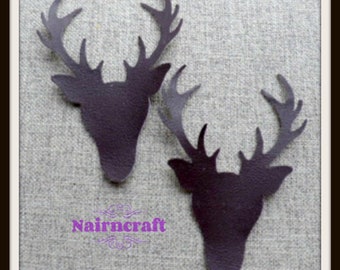 Marine Vinyl Deer Stag Buck Head Appliques Patch in Brown. Cut Out, Iron On or Sew On Use for Embellishment or Decoration