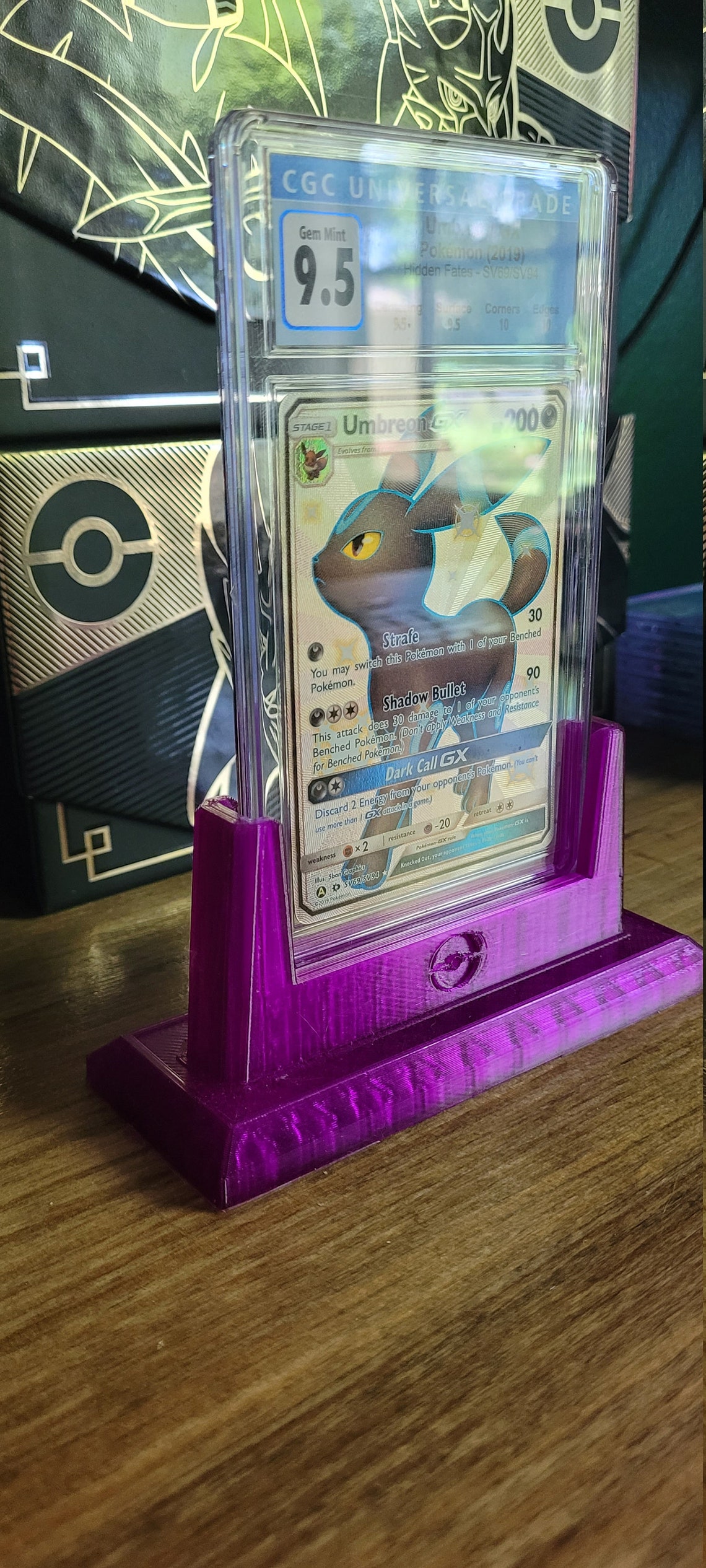 Graded trading card slab display stand with Pokeball stamp Etsy