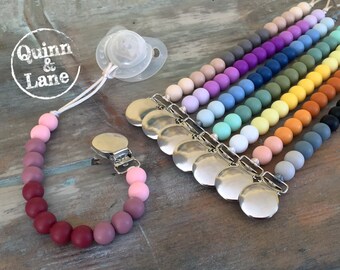 Pacifier Clip - Silicone Teething Bite Beads Universal Soother Clip - Teether Chew Toy Beads - Gorgeous Gradients