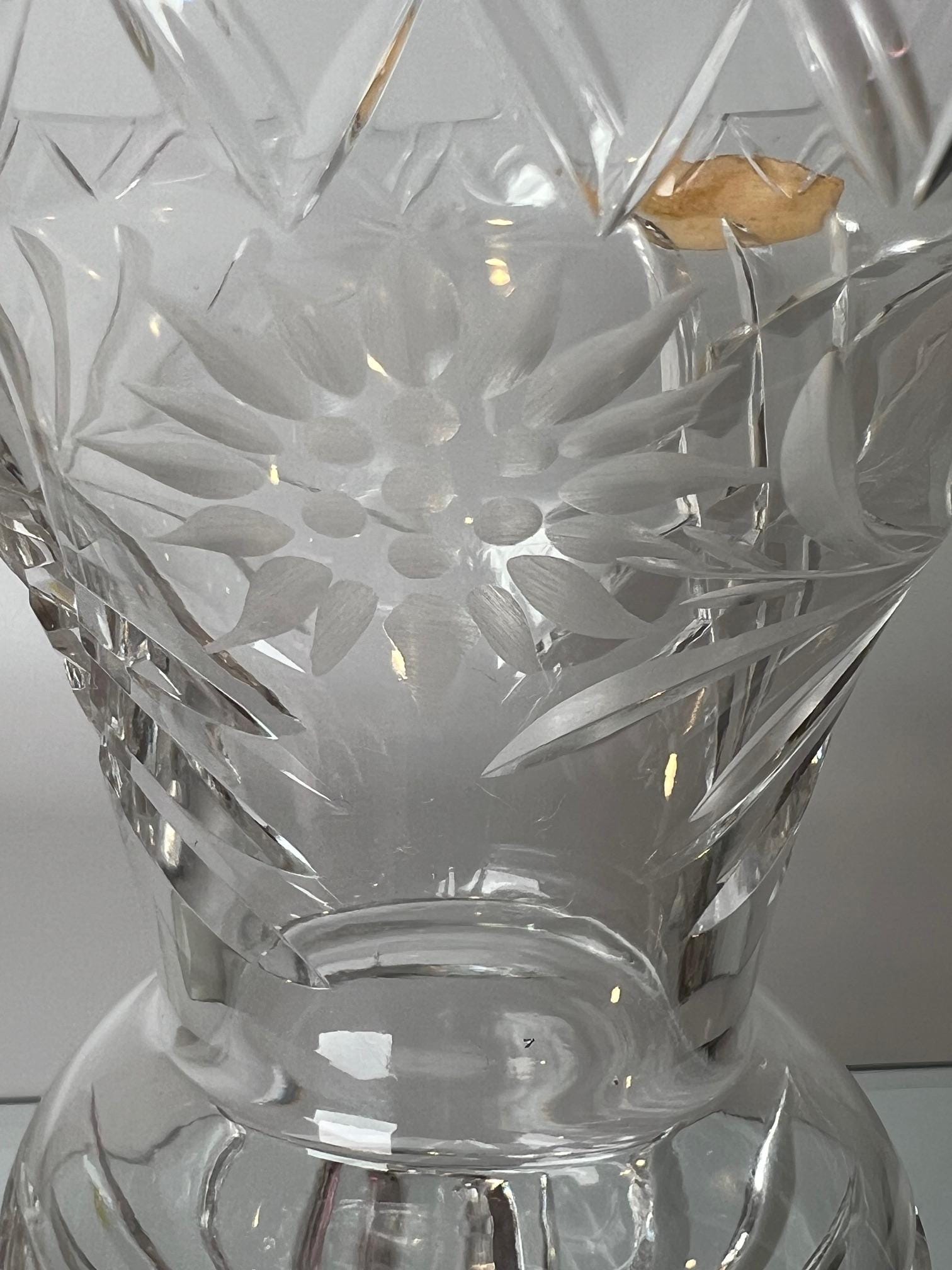 ヴィンテージ エクト・ブレイククリスタル 脚付きエッチング花瓶