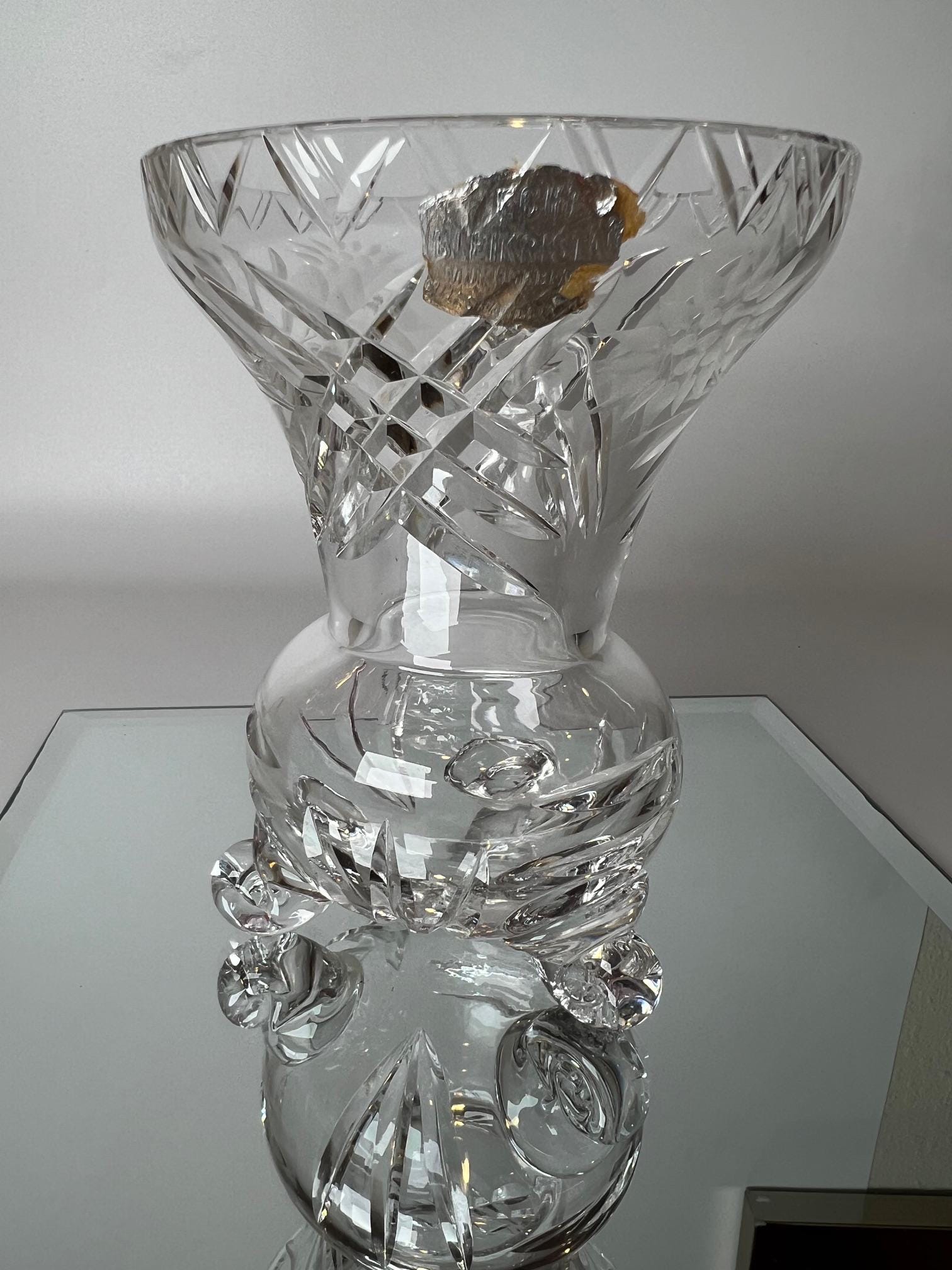 クリスタルガラス 花瓶 エッチング模様 ヴィンテージ エクト・ブレイク