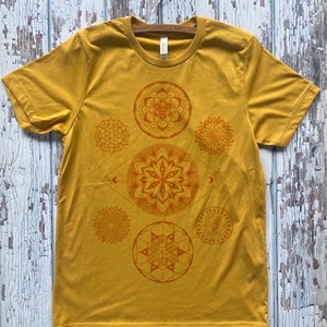 Unisex 7 CHAKRAS Mandala Tee Colab Design with Sacred Geometry Tattoo Artist Corey Divine T-shirt