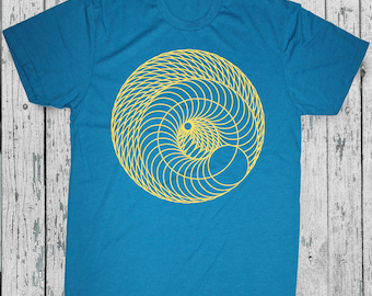 Unisex INFINITE SPIRAL Geometric Mod Circular Shirt Psychedelic Torus Sacred Geometry Funky T-Shirt