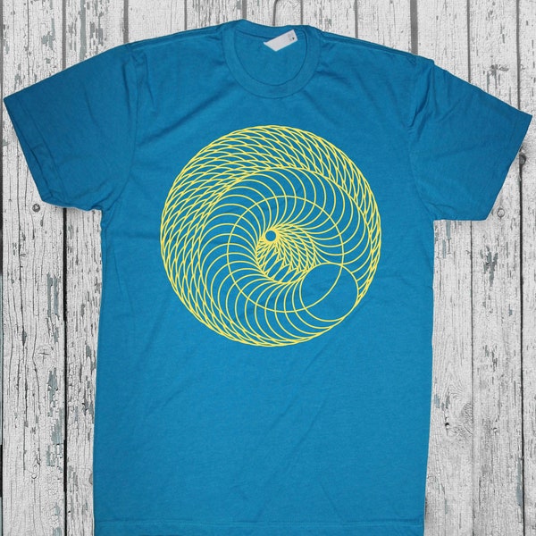 Unisex INFINITE SPIRAL Geometric Mod Circular Shirt Psychedelic Torus Sacred Geometry Funky T-Shirt