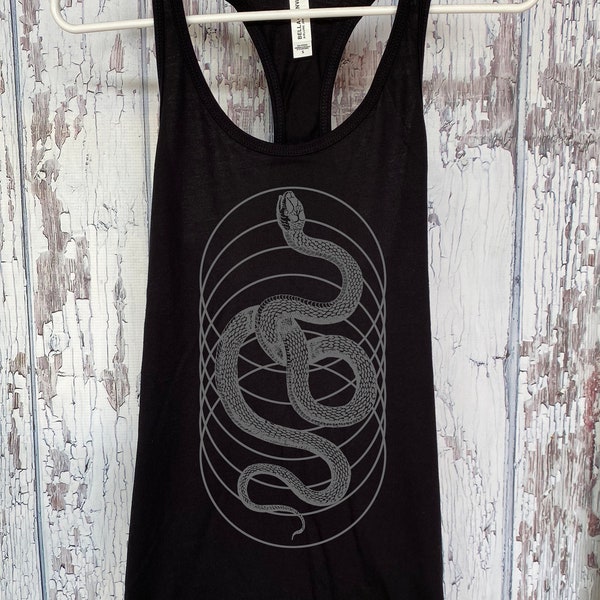 Women's SERPENTINE Geometric Racerback Tank Top Organic Snake Symmetry Sacred Geometry Top