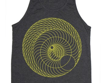 Men's Infinite Circles Geometric Design Tank Sacred Geometry Grey