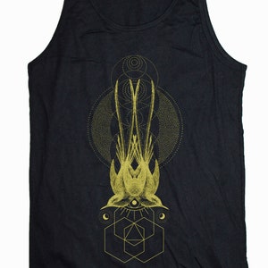 Herren Symmetrische SPARROWS Tank Top Dotwork Heilige Geometrie Kleidung Tattoo Style Ärmelloses Shirt