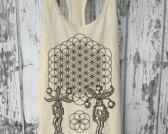 Women's ORIGINS Flower of Life Mandrake People Seed of Life Tank Top Sacred Geometry