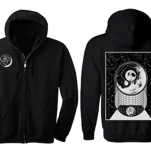 ALPHA MOON Sudadera con capucha para hombres y mujeres Geométrica Luna Negra Sudadera con capucha Geometría Sagrada