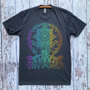 Unisex Psychedelic SEER Mandala Eye Tee Sacred Geometry Hand Screen Printed T-Shirt
