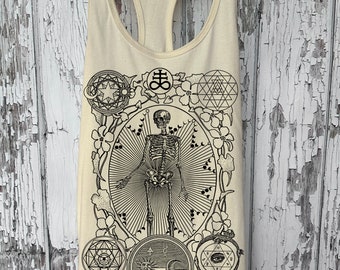 Women's ALCHEMIST Tank Top MAGIC Sacred Geometry Mystic Psychedelic Skeleton Shirt