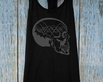 Women's MUSIC MINDED Tank Top Tone Wave Skull Sacred Geometry Frequency Pythagoras Shirt