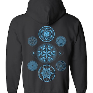 Sacred Geometry 7 Chakras Mandala Zip Hoodie Men's and Women's Vesica Hooded Sweatshirt Corey Divine Tattoo Colab image 3