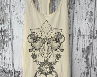 Women's THRIVE Mandala Tank Top Dotwork Mehndi Tattoo Style Sacred Geometry