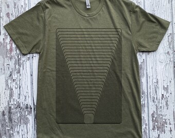 Unisex VIBRATIONS Geometric Kinetic Energy Pattern Screen Printed Minimal Tee Shirt