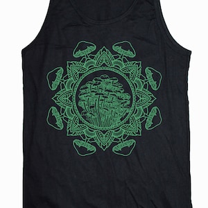 Herren Pilz Mandala Tank Top Psychedelic Tattoo Style Heilige Geometrie Shirt