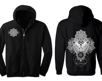 IMPERMANENCE Mandala Hoodie Men's and Women's Black Hooded Sweatshirt Sacred Geometry Clothing