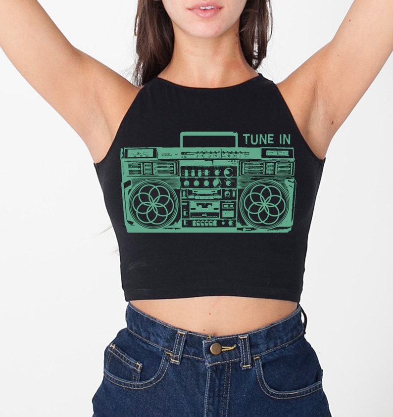 Women/'s BOOMBOX Seed of Life Spandex Mini Crop Top Sacred Geometry