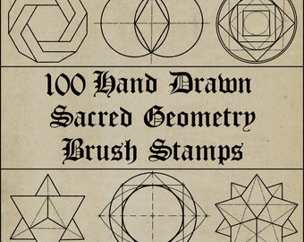 100 Hand Drawn Procreate SACRED GEOMETRY Brush Stamps