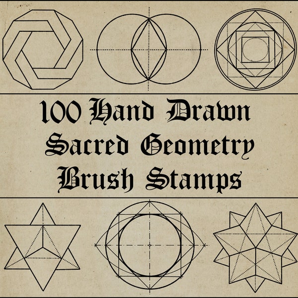 100 Hand Drawn Procreate SACRED GEOMETRY Brush Stamps