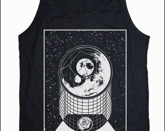 Men's ALPHA MOON Geometry Tank Top Dodecahedron Space Astrology Full Moon Sacred Geometry Clothing Shirt