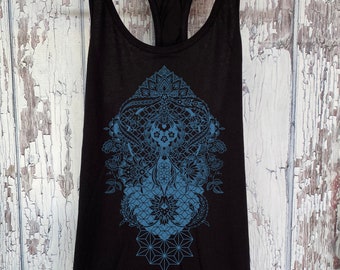 Women's PERENNIALS Mandala Tank Dotwork Sacred Geometry Psychedelic Symmetry Shirt