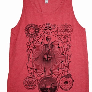 Men's ALCHEMIST Mystical Psychedelic Sleeveless Shirt Golden Ratio Sacred Geometry Tank Top Red Tank / Black