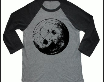 Unisex GEOMOON 3/4 Length Sleeve Vintage Style Dodecahedron Moon Baseball T-shirt