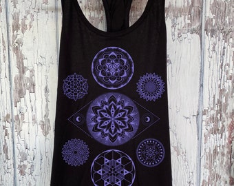 Women's 7 CHAKRAS MANDALA Psychedelic Tank Top Colab Design with Sacred Geometry Tattoo Artist Corey Divine