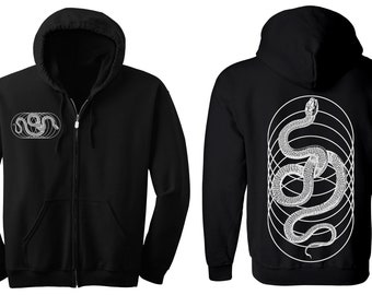 Unisex SERPENTINE Hoodie Men's and Women's Black Hooded Sweatshirt Psychedelic Geometric Snake
