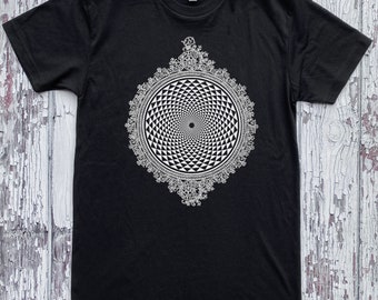 Unisex MIRROR MIRROR Mandala Shirt Psychedelic Visions Screen Printed T-Shirt Sacred Geometry Clothing