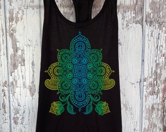 Women's REVEALS Mandala Tank Top Psychedelic Sacred Geometry Tattoo Style Shirt