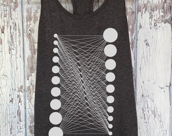 Women's ALL CONNECTED Geometric Pattern Tank Top Connected Circles Minimal Mod Shirt