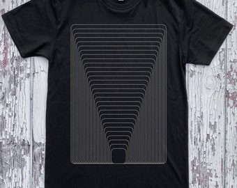Unisex VIBRATIONS Geometric Kinetic Energy Pattern Screen Printed Minimal Tee Shirt
