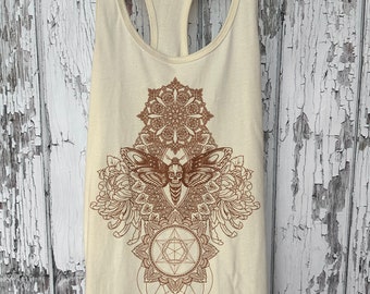 Women's IMPERMANENCE Mandala Tank Dotwork Sacred Geometry Psychedelic Symmetry Tank Top