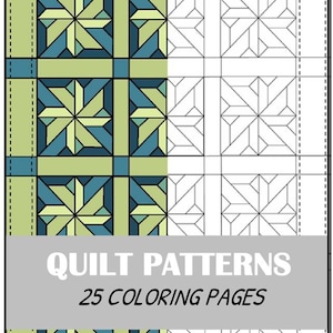 Quilt Pattern Coloring Book: 25 Bold Designs, Color a Quilt (PDF Printable Download)