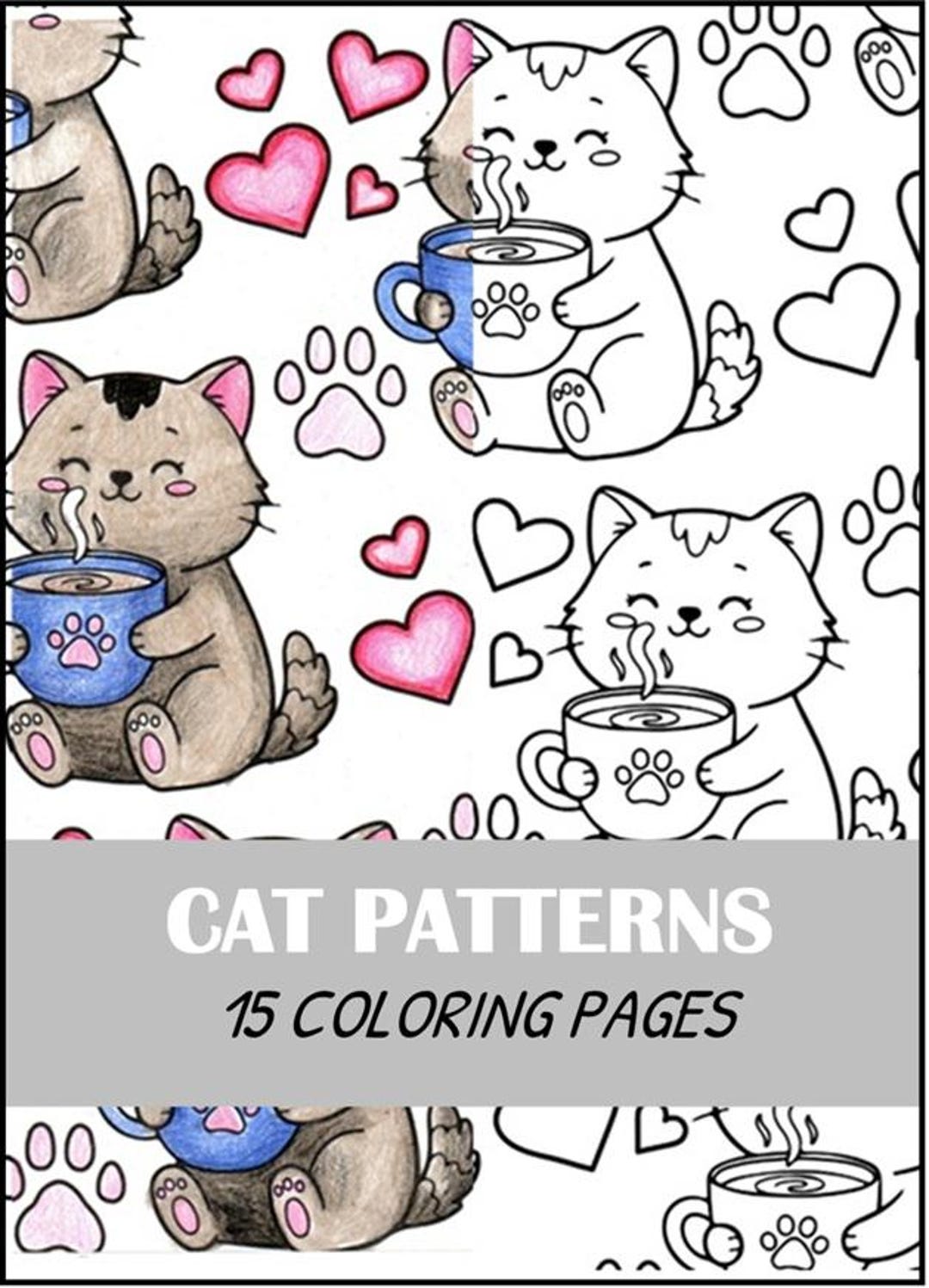 Cat Pattern Colouring Cat Pattern Coloring Pages, 15 Cute & Playful Cat Designs, Relaxing ...
