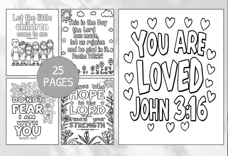 25 Bible Verse Coloring Pages for Kids, Religious Faith Activities ...