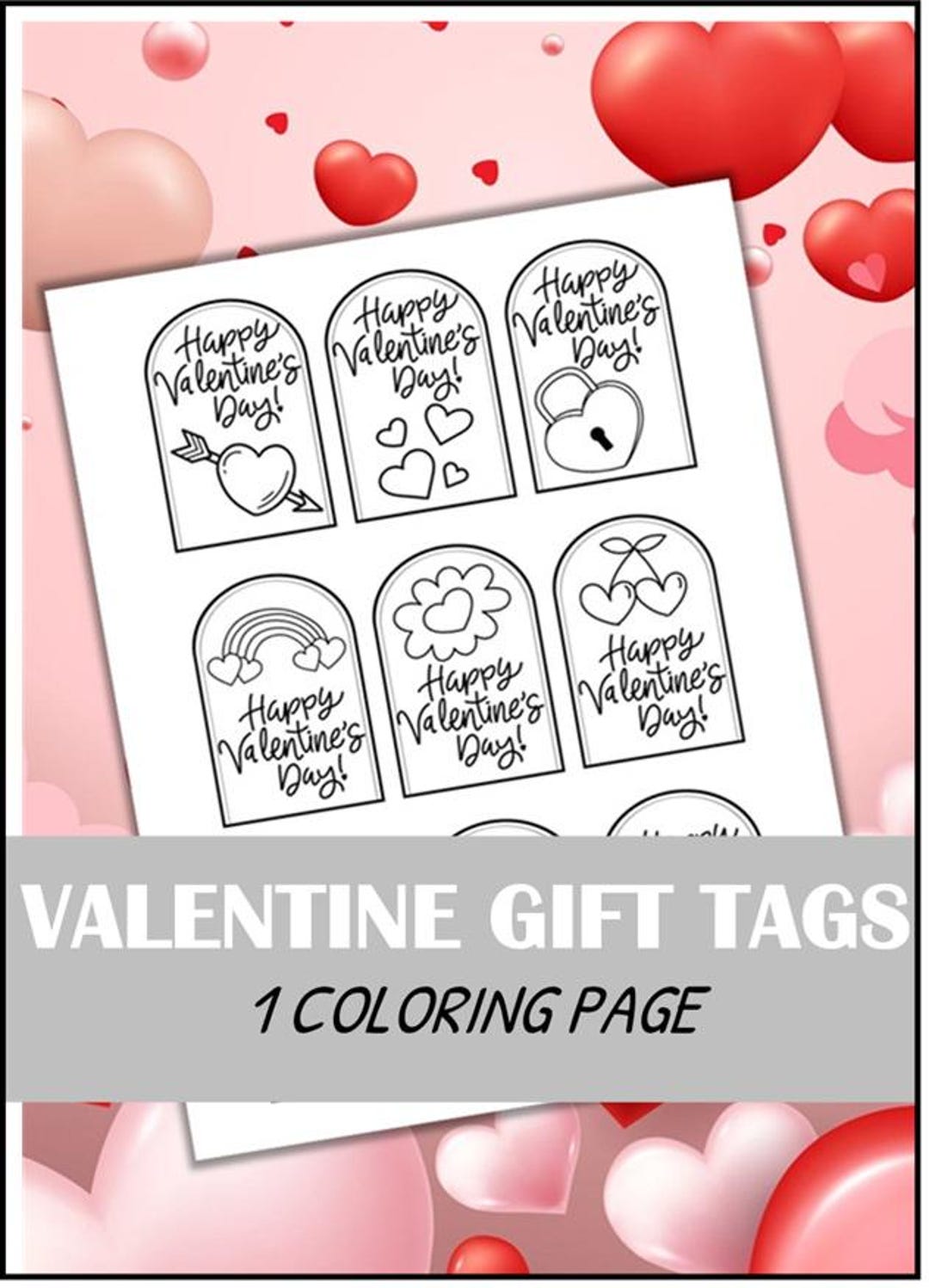 Printable Valentine Gift Tags: Kids Coloring Activity (digital Download ...