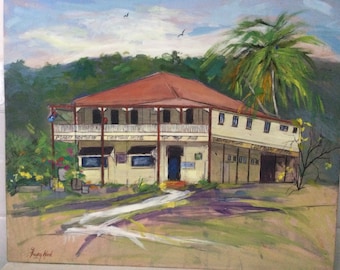 Cooktown; Queensland  ;painted with Artists Casein and Gouche paints ; can be framed like an Oil just dust the surface 41 x 33 centimetres
