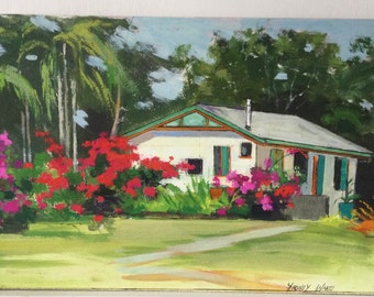 Queensland Cottage; Impressionism; Queensland; cottages; Birthday presents; Wedding gifts; Christmas presents; Art 35.5 x 21 C