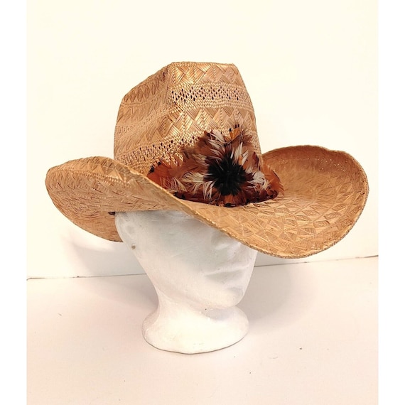 Vintage Bailey Cowboy Hat U Rollit Tan Straw Western 6 3/4  display picture 3