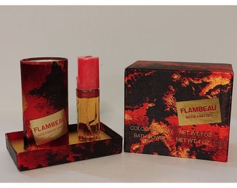 Vintage Faberge Flambeau Set Cologne Spray 1 oz and Bath Powder Shaker 4 oz Made in USA